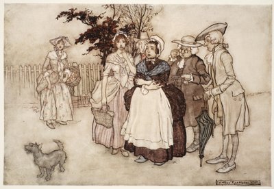 "Todos se quedaron asombrados.", de Rip Van Winkle por Washington Irving, pub. 1910 de Arthur Rackham