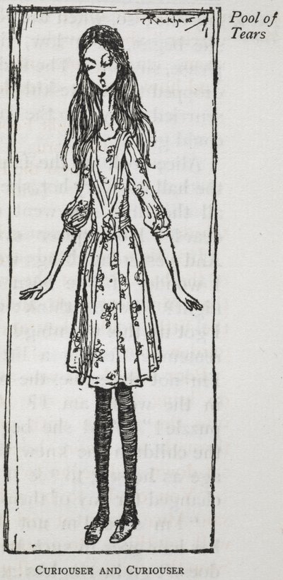 Cada vez más curioso" - Alicia después de empezar a crecer de Arthur Rackham