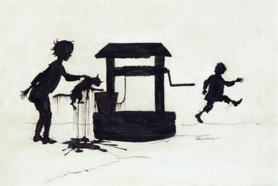 Ding Dong Bell, ilustración de Mother Goose: The Old Nursery Rhymes, publicada en 1913 de Arthur Rackham