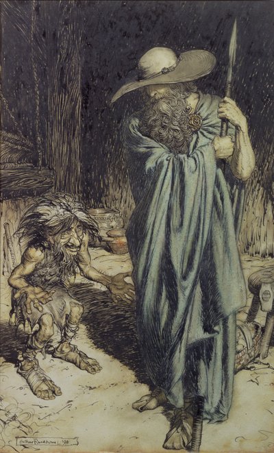 Enano y Wotan, del Anillo del Nibelungo de Wagner, 1911 de Arthur Rackham