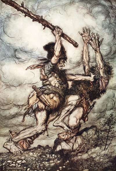 Fafner mata a Fasolt, 1910 de Arthur Rackham