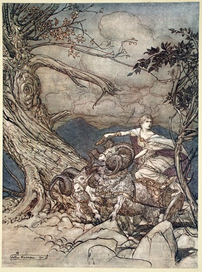 Fricka se acerca enojada, 1910 de Arthur Rackham