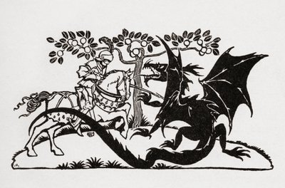 Jorge y el dragón. Del libro English Fairy Tales retold by F.A. Steel with illustrations by Arthur Rackham, publicado en 1927. de Arthur Rackham