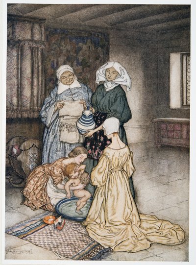 ¿No tenía yo cuatro o cinco mujeres que me atendían? ilustración de La Tempestad de William Shakespeare, pub. 1926 de Arthur Rackham