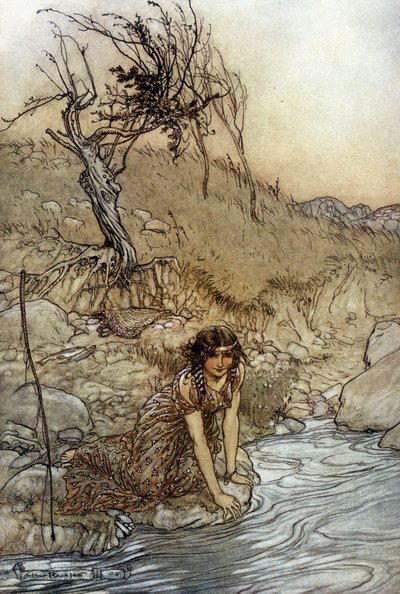Hermia: Ilustración de Arthur Rackham para El sueño de una noche de verano de William Shakespeare de Arthur Rackham