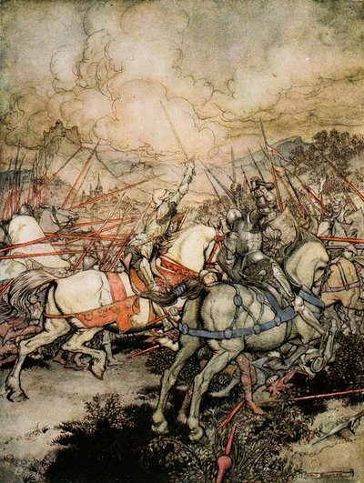 Cómo Arturo sacó su espada, Excalibur, por primera vez, ilustración de 
