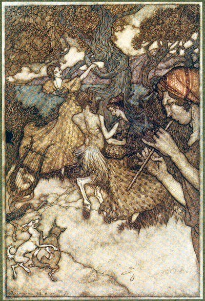 Si Orfeo primero produjo el vals, de Las leyendas de Ingoldsby, pub. 1907 de Arthur Rackham