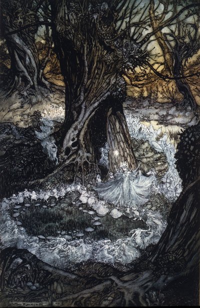 Ilustración de Arthur Rackham para El sueño de una noche de verano de William Shakespeare de Arthur Rackham