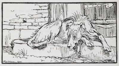 Ilustración de un perro del Viejo Sultán. de Arthur Rackham