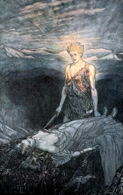 Ilustración de Sigfrido y el ocaso de los dioses de Arthur Rackham