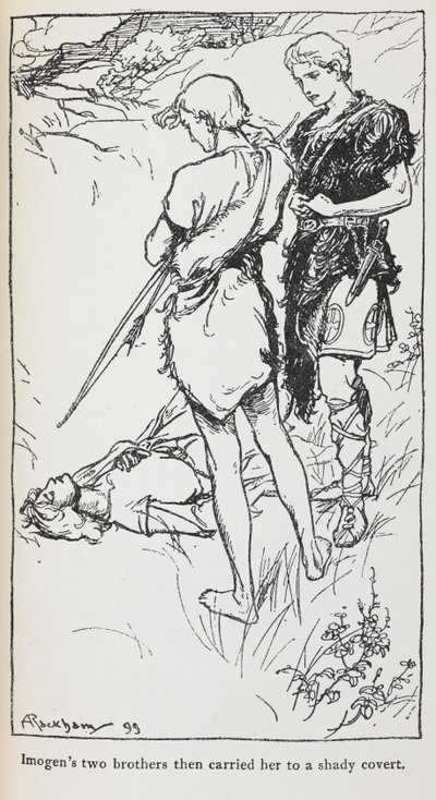 Ilustración de Imogen y sus hermanos de Cymbeline. de Arthur Rackham