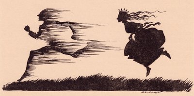 Era como si el viento hubiera pasado silbando. Ilustración de Arthur Rackham del cuento de hadas de Grimm, Cómo seis hombres se desenvolvieron en el mundo. de Arthur Rackham