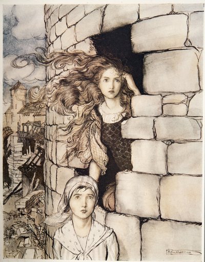 Maid Maleen, de Hermanito y hermanita y otros cuentos de los hermanos Grimm, pub. 1917 de Arthur Rackham