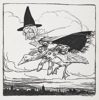 Mamá Ganso volando sobre un ganso. de Arthur Rackham