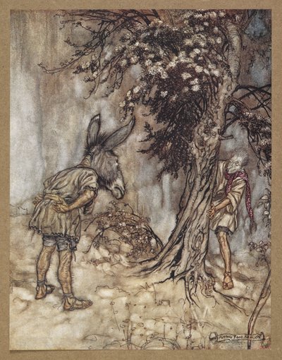 "Oh, Bottom, has cambiado".
Una escena de "El sueño de una noche de verano". de Arthur Rackham
