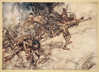¡Oh monstruoso! ¡Oh extraño! estamos encantados. ¡Recen, maestros! ¡huyan, maestros! ¡Ayuda!, ilustración de 