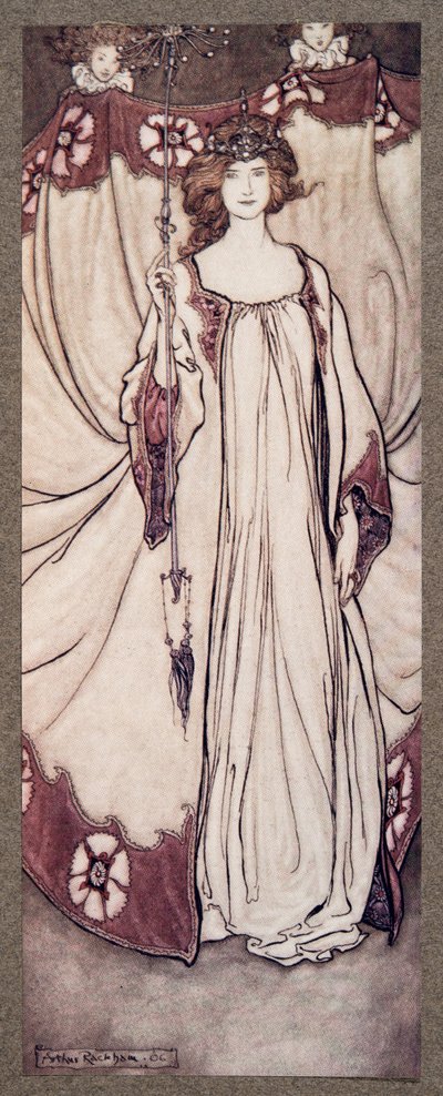 Reina Mab, que gobierna en los jardines, de Peter Pan en los jardines de Kensington de J. M. Barrie (1860 - 1937), pub. 1906 de Arthur Rackham