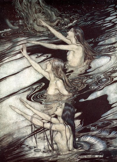 ¡Siegfried! ¡Siegfried! Nuestra advertencia es verdadera: huye, oh huye de la maldición!, 1924 de Arthur Rackham