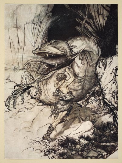 Siegfried mata a Fafner, ilustración de 