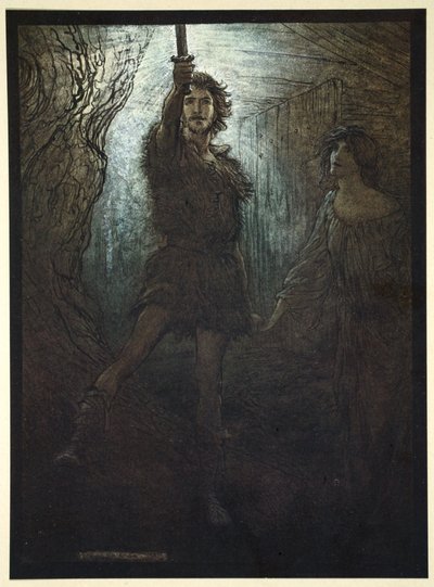 ¡Siegmund el Walsung te ve! Como regalo de novia te trae su espada de Arthur Rackham