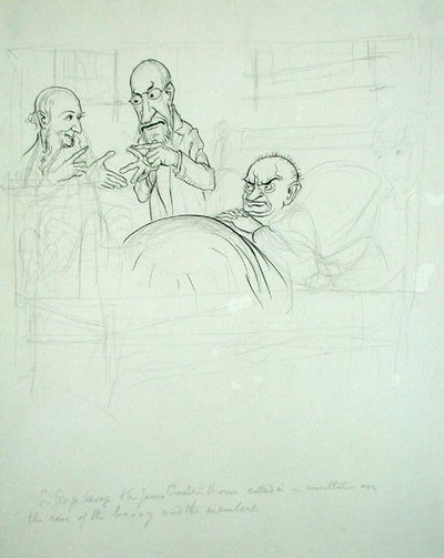 Sir George Savage y Sir James Crichton Browne en consulta sobre el caso de BXXXY y los miembros de Arthur Rackham