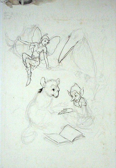 Estudio para el exlibris de Emma Williams Burlingham de Arthur Rackham