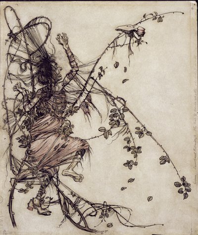 Roland el querido, ilustración de Los hermanos Grimm, traducido por la Sra. Edgar Lewis, publicada en 1900 de Arthur Rackham