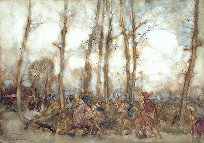 Los mendigos vienen a la ciudad de Arthur Rackham