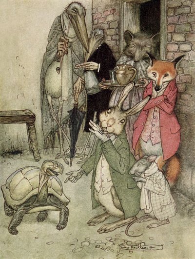 La liebre y la tortuga de Arthur Rackham