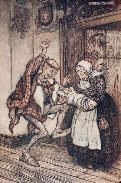 El rey no pudo contenerse de alegría, de Los cuentos de hadas de los hermanos Grimm, pub. 1909 de Arthur Rackham