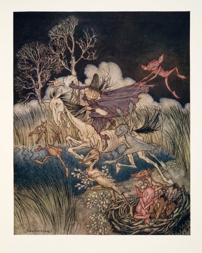 La pesadilla, con sus nueve pliegues, de La leyenda de Sleepy Hollow de Washington Irving (1783 - 1859), pub. 1928 de Arthur Rackham