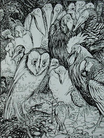 El búho y los pájaros, ilustración de 
