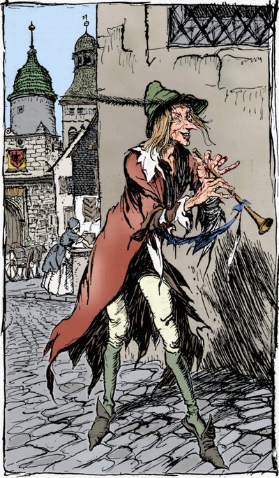 El flautista de Hamelín, 1934 de Arthur Rackham