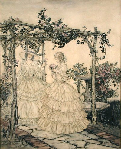 El jardín de rosas, c.1923-5 de Arthur Rackham