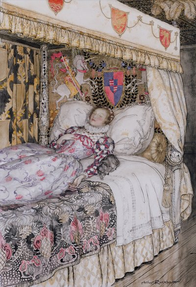 La princesa durmiente, ilustración para The Allies Fairy Book, Heinemann, 1916 de Arthur Rackham
