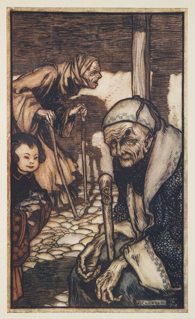 Los Struldbrugs, de Los viajes de Gulliver de Jonathan Swift (1667 - 1745), pub. 1909 de Arthur Rackham
