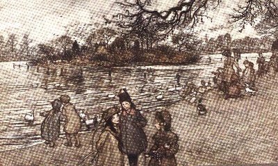 La isla en la que nacen todos los pájaros de Peter Pan en los Jardines de Kensington por J.M. Barrie, 1906 de Arthur Rackham