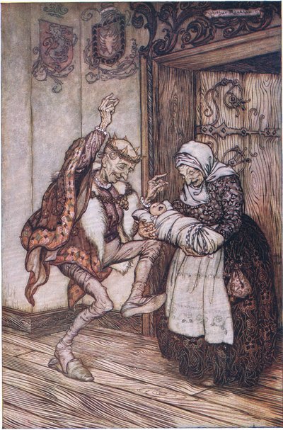 El rey no pudo contenerse de alegría de Arthur Rackham