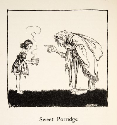 El pequeño fue y trajo la caja, de Hermanito y Hermanita y Otros Cuentos de los Hermanos Grimm, pub.1917 de Arthur Rackham
