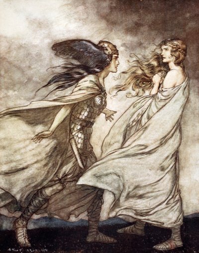 El anillo en tu mano - ¡ah, sé implorado! ¡Por Wotan, tíralo! de Arthur Rackham