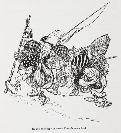 Los siete enanitos de Snowdrop (Blancanieves) de Arthur Rackham