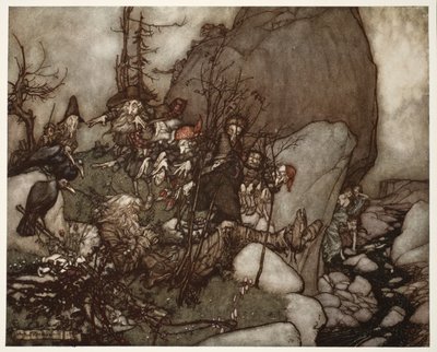 El sueño de Rip Van Winkle., de Rip Van Winkle por Washington Irving, pub. 1910 de Arthur Rackham