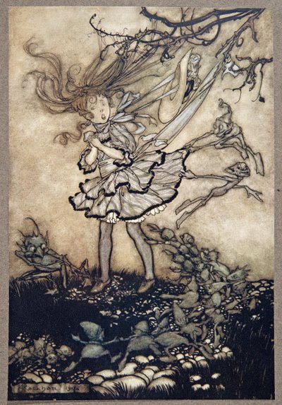 Ciertamente te harán travesuras, de Peter Pan en los Jardines de Kensington de J M Barrie, pub. 1906 de Arthur Rackham