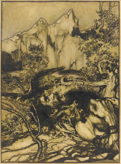 El viaje de Thor a la tierra de los gigantes, 1901 de Arthur Rackham
