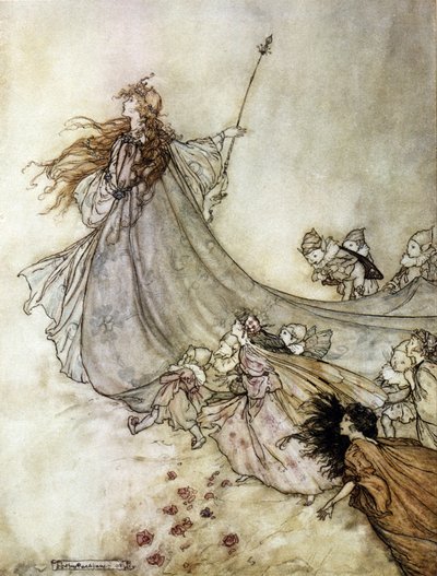 Titania la reina de las hadas. Ilustración de Arthur Rackham para El sueño de una noche de verano de William Shakespeare de Arthur Rackham