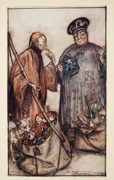Dos de esos sabios ?.Como buhoneros entre nosotros, de Los viajes de Gulliver por Jonathon Swift (1667 - 1745), pub. 1909 de Arthur Rackham