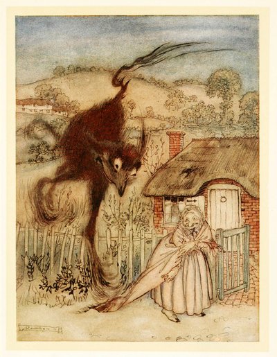 ¡Bueno! ella se rió, ¡estoy de suerte!, de Cuentos de hadas ingleses, pub. 1922 de Arthur Rackham