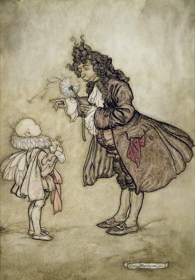 Cuando Su Majestad Quiere Saber la Hora, de Peter Pan en los Jardines de Kensington por J.M. Barrie, pub. por Hodder and Stoughton, 1906 de Arthur Rackham