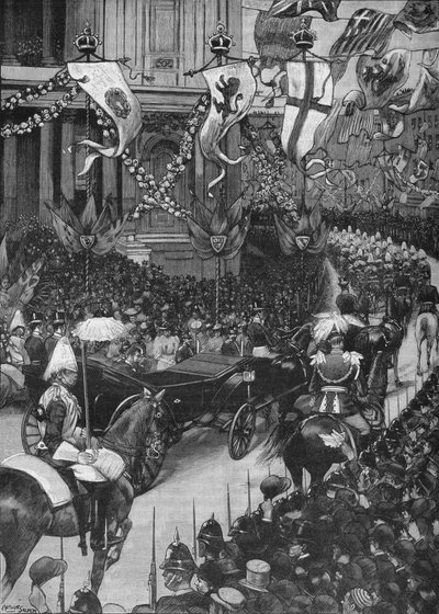 Matrimonio del duque de York: la procesión real pasando por la Catedral de San Pablo, 1893 1906 de Arthur Salmon