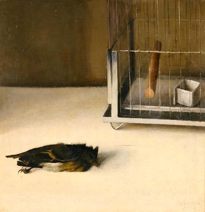 Berlín (Pájaro muerto frente a una jaula) 1933 de Arthur Segal